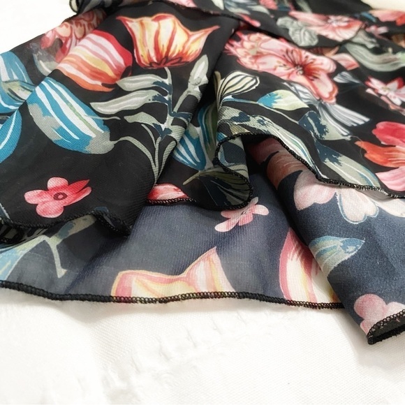 NWT ANNAH HARIRI BLACK GYPSY MODEST FLORAL BELTED BUTTON FRONT MAXI DRESS - 8 - Picture 10 of 12